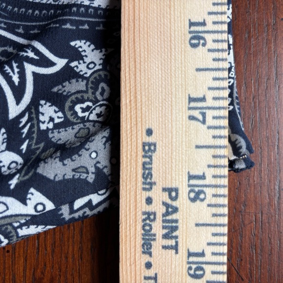 Pendleton Silk Wool Chic Cottagecore Paisley Midi Skirt Navy Blue Grey White XL - Picture 5 of 8